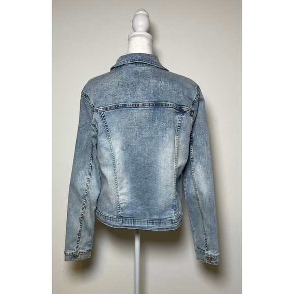 Seven7 Womens Large Denim Trucker Jean Jacket Light Wash Boho Classic Western - Picture 2 of 10